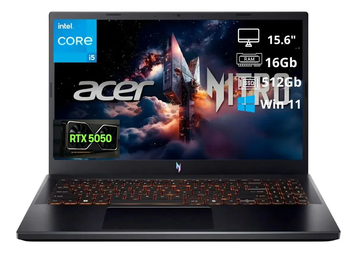 Notebook Acer Nitro V15 ANV15-52-57BB — i5 13420H, 16GB, SSD 512GB, RTX 5050